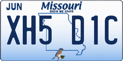 MO license plate XH5D1C