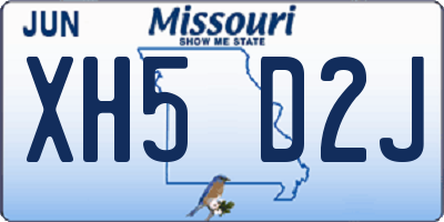 MO license plate XH5D2J