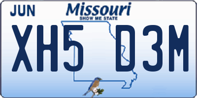 MO license plate XH5D3M