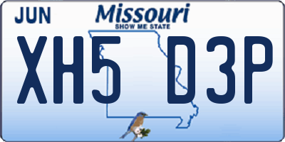 MO license plate XH5D3P