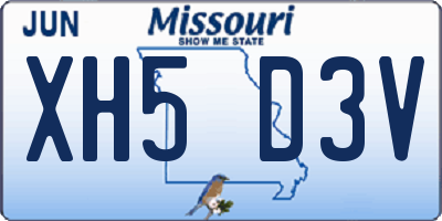 MO license plate XH5D3V