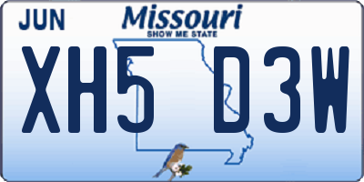 MO license plate XH5D3W