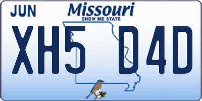 MO license plate XH5D4D