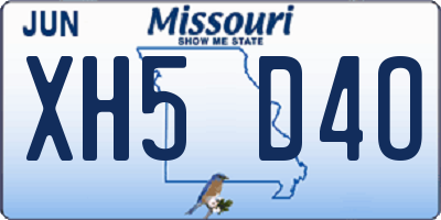 MO license plate XH5D4O