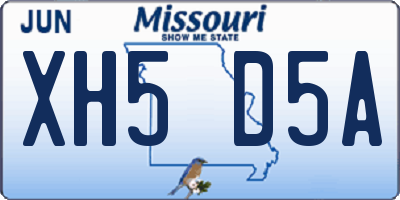 MO license plate XH5D5A