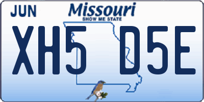 MO license plate XH5D5E