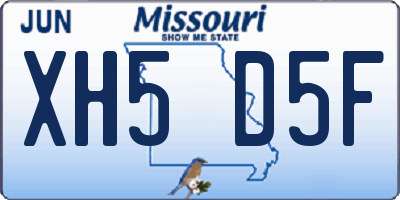 MO license plate XH5D5F