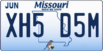 MO license plate XH5D5M