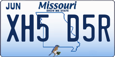 MO license plate XH5D5R
