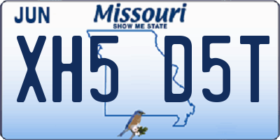 MO license plate XH5D5T