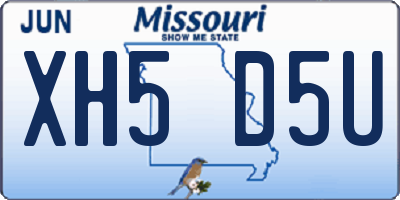 MO license plate XH5D5U