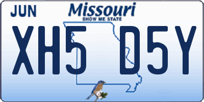MO license plate XH5D5Y