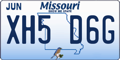 MO license plate XH5D6G