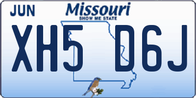 MO license plate XH5D6J