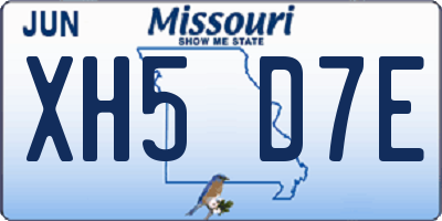 MO license plate XH5D7E