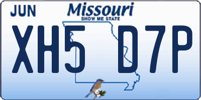 MO license plate XH5D7P
