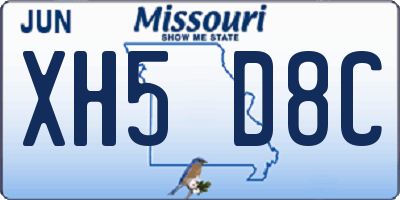 MO license plate XH5D8C