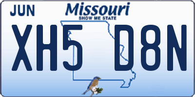 MO license plate XH5D8N