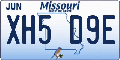 MO license plate XH5D9E