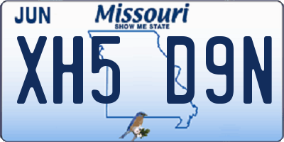 MO license plate XH5D9N