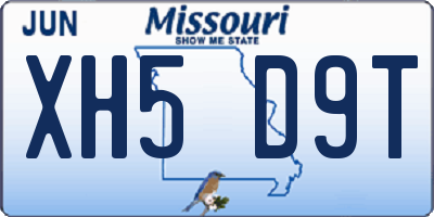 MO license plate XH5D9T