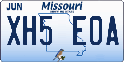 MO license plate XH5E0A