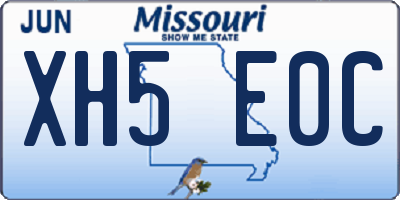 MO license plate XH5E0C