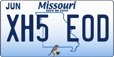MO license plate XH5E0D