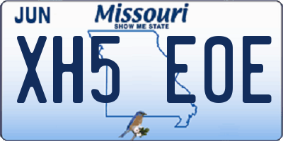 MO license plate XH5E0E