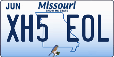 MO license plate XH5E0L