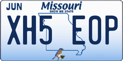 MO license plate XH5E0P