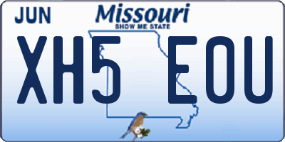 MO license plate XH5E0U