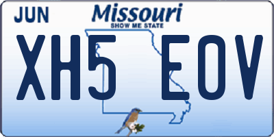 MO license plate XH5E0V