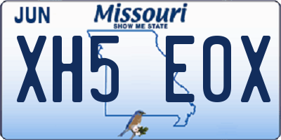 MO license plate XH5E0X