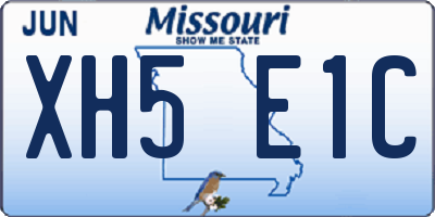 MO license plate XH5E1C