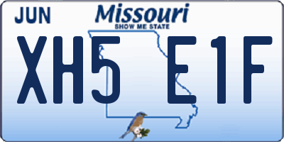MO license plate XH5E1F