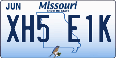 MO license plate XH5E1K