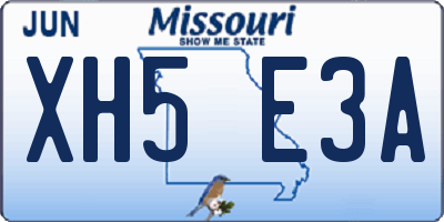 MO license plate XH5E3A