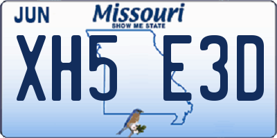 MO license plate XH5E3D
