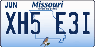 MO license plate XH5E3I
