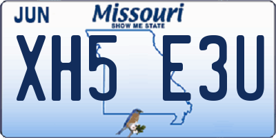 MO license plate XH5E3U