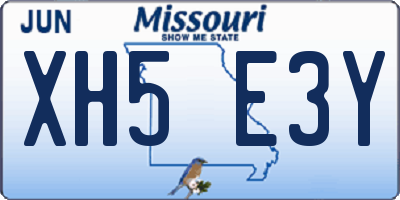MO license plate XH5E3Y
