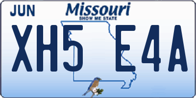 MO license plate XH5E4A