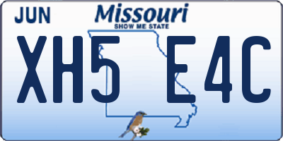 MO license plate XH5E4C