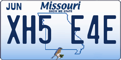MO license plate XH5E4E