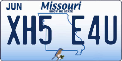 MO license plate XH5E4U