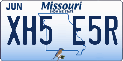 MO license plate XH5E5R