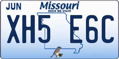 MO license plate XH5E6C
