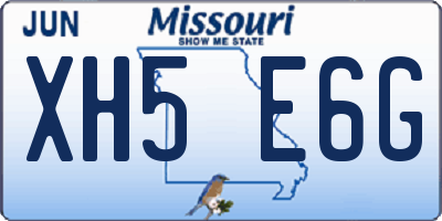 MO license plate XH5E6G