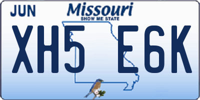 MO license plate XH5E6K